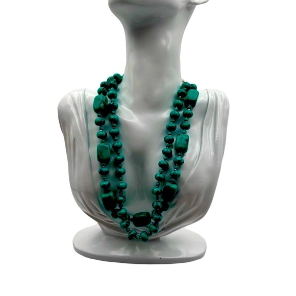 Faux Turquoise Beaded Necklace & Bracelet Set. N72 - Picture 4 of 12